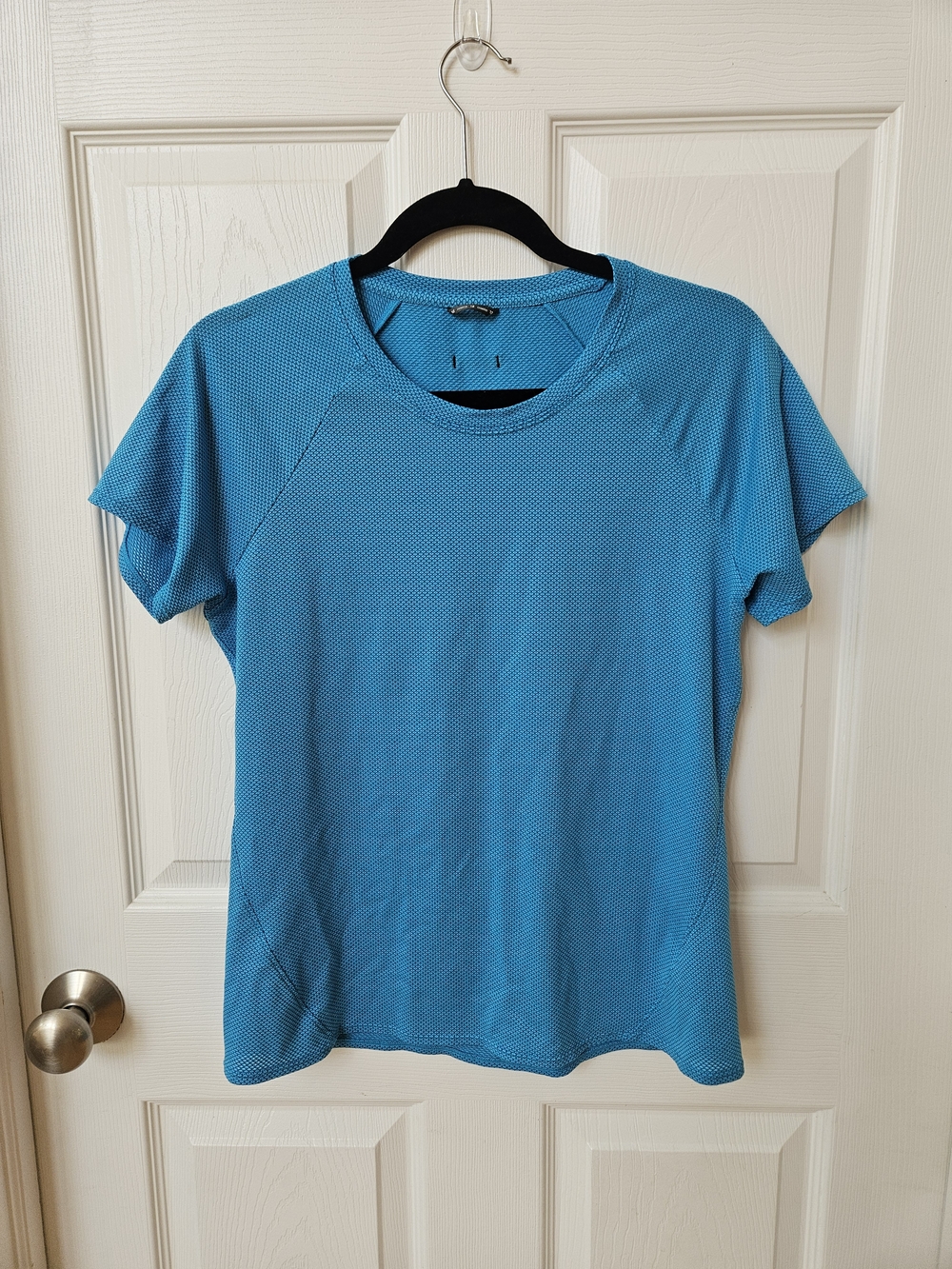 Oiselle Short Sleeve Running Top Blue Textured Performance Tee Women’s 12